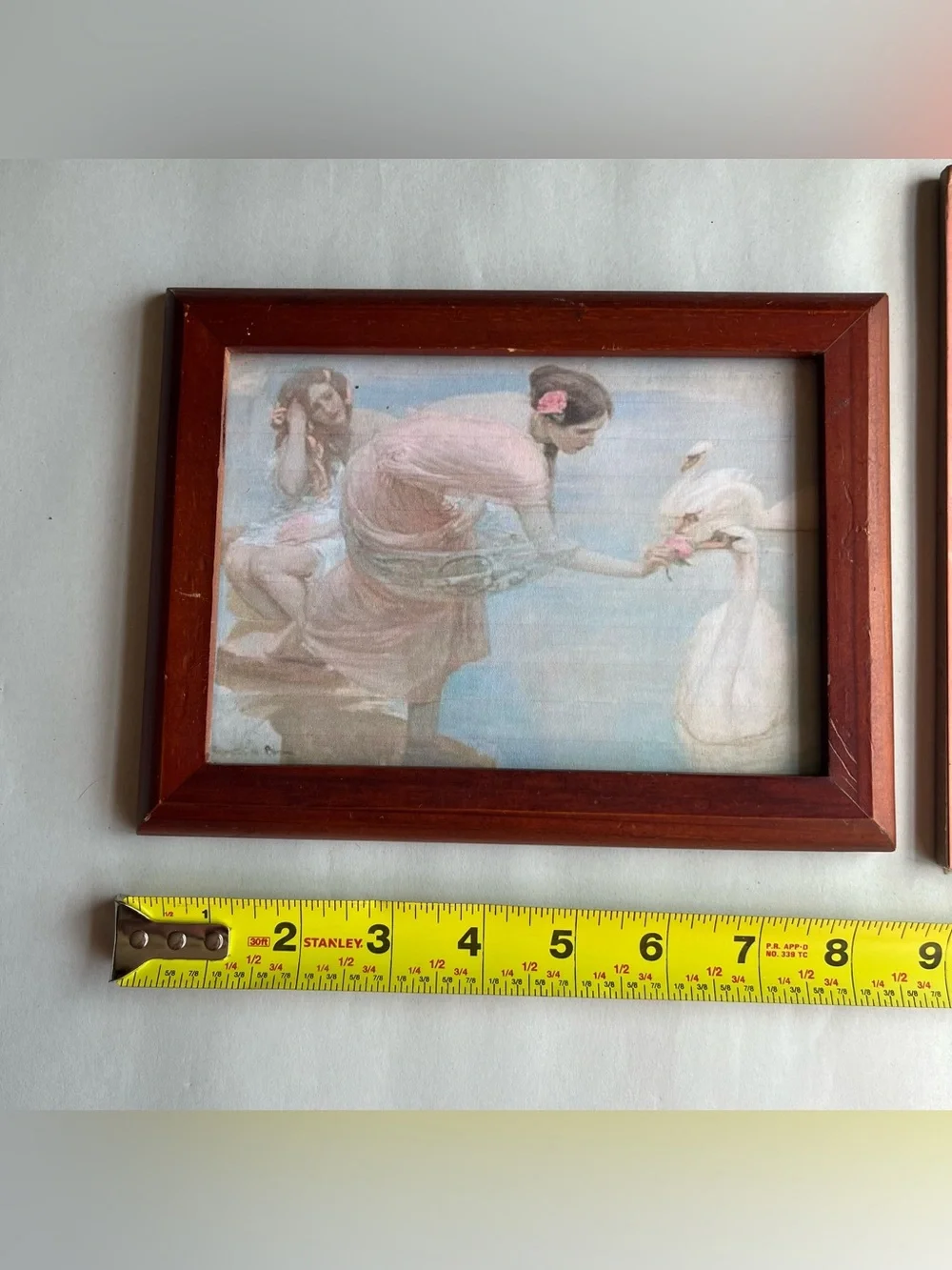 Vintage Cottagecore Wood Frame w/Fine Art Print & Wall Plaque - Bundle of 2